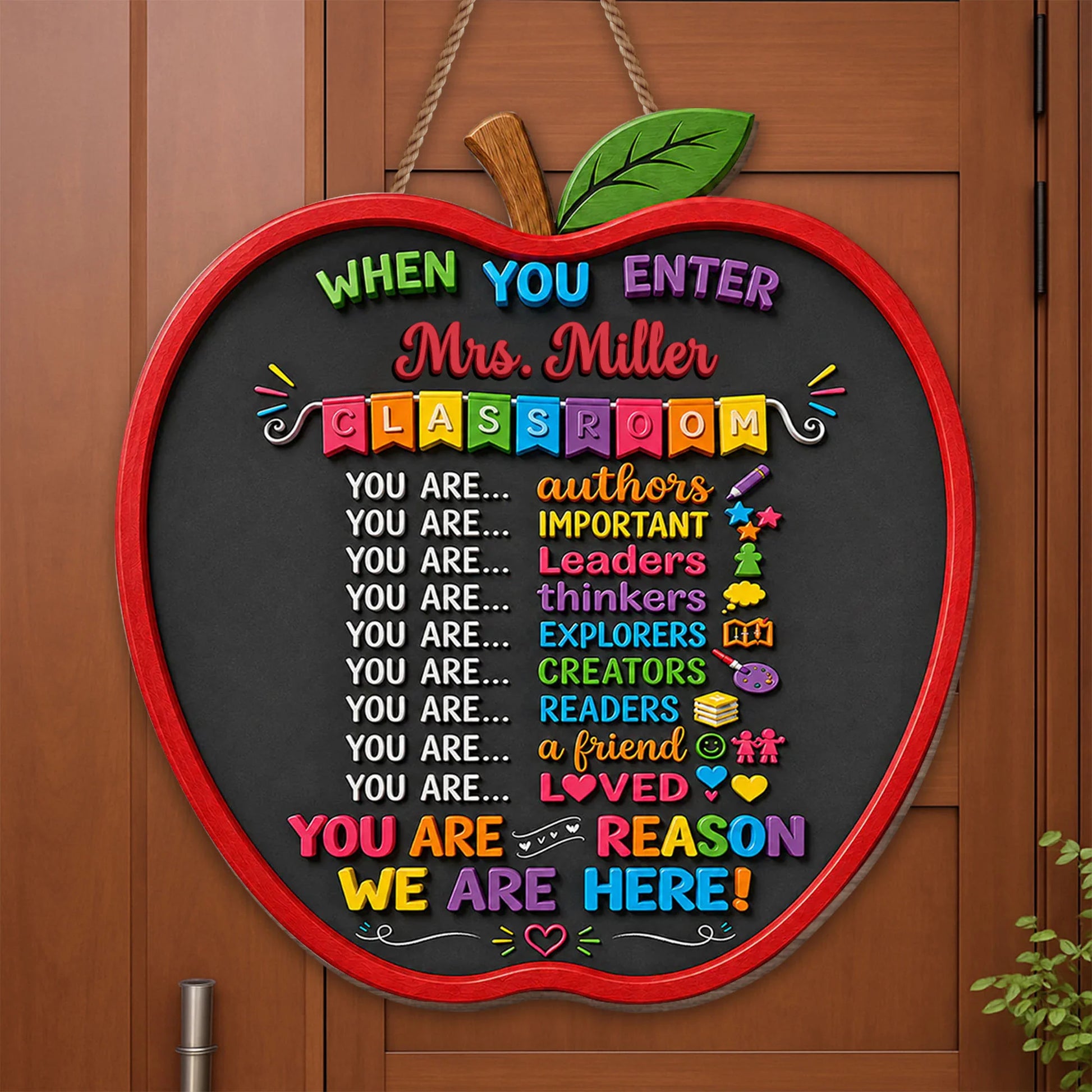 Wood Sign material and size view - Personalized Teacher Wood Sign