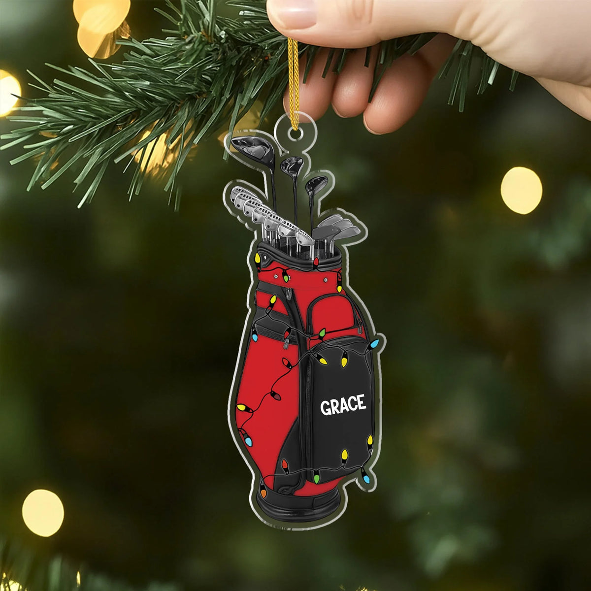 Golf Bag Personalized Acrylic Ornament - Custom Christmas Gift for Golf Lovers