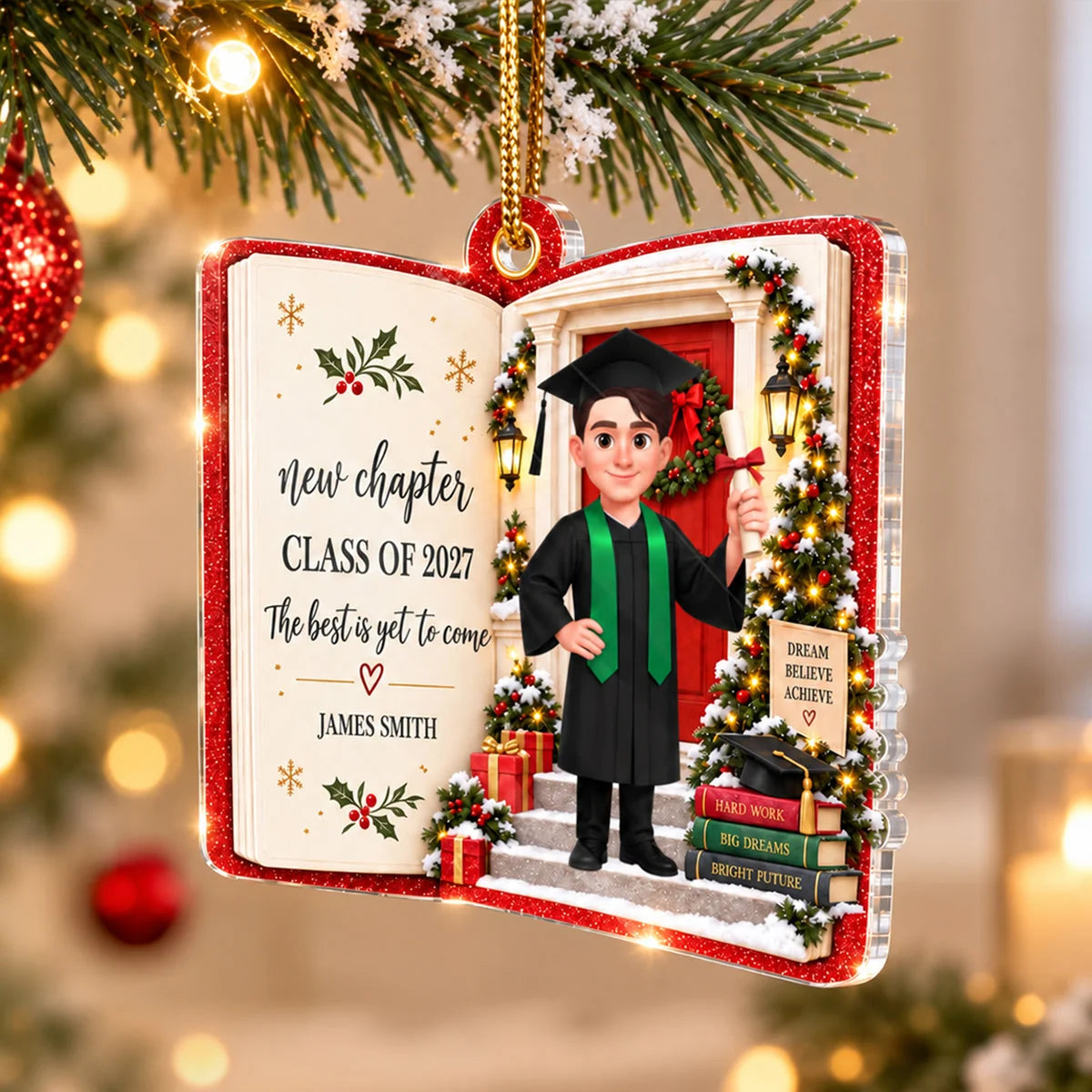 New Chapter The Best Is Yet to Come - Personalized Graduation Ornament for Daughter & Son