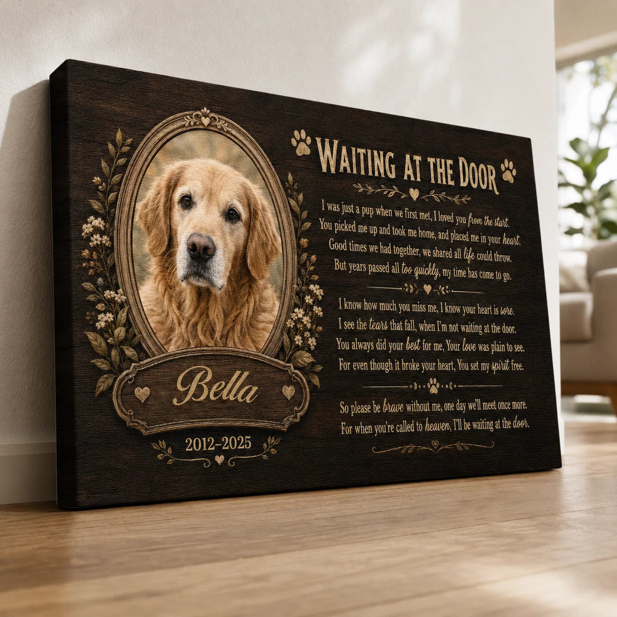 "Waiting At The Door" Personalized Pet Memorial Canvas / Poster - Custom Gift for Pet Loss