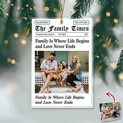 The Family Times Custom Photo Acrylic Ornament - Personalized Keepsake Christmas Gift for Family