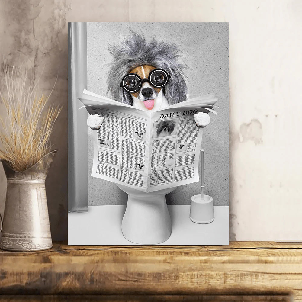 PRINTS10 Custom Photo Dog Cat Read Newspaper In Toilet Poster N304 890210