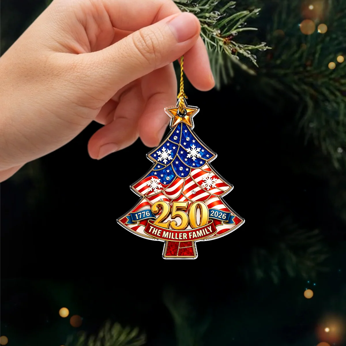 1776-2026 America 250th Anniversary - Personalized USA Family Name Acrylic Ornament