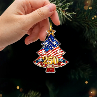 1776-2026 America 250th Anniversary - Personalized USA Family Name Acrylic Ornament