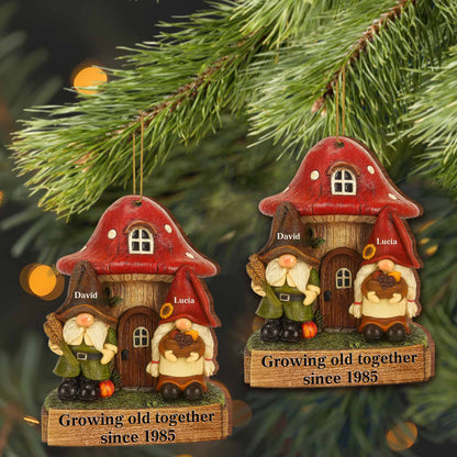 Personalized gnome couple wooden ornament with Growing Old Together printed quote for couples Christmas anniversary gift image 7