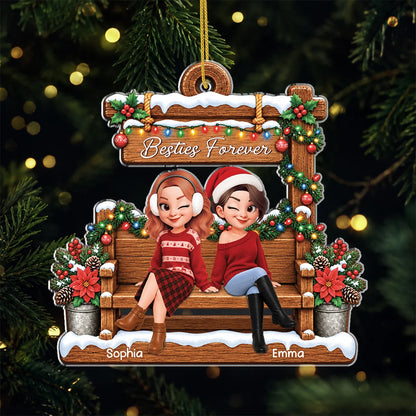 Besties Forever Personalized Acrylic Ornament - Christmas Keepsake for Best Friends