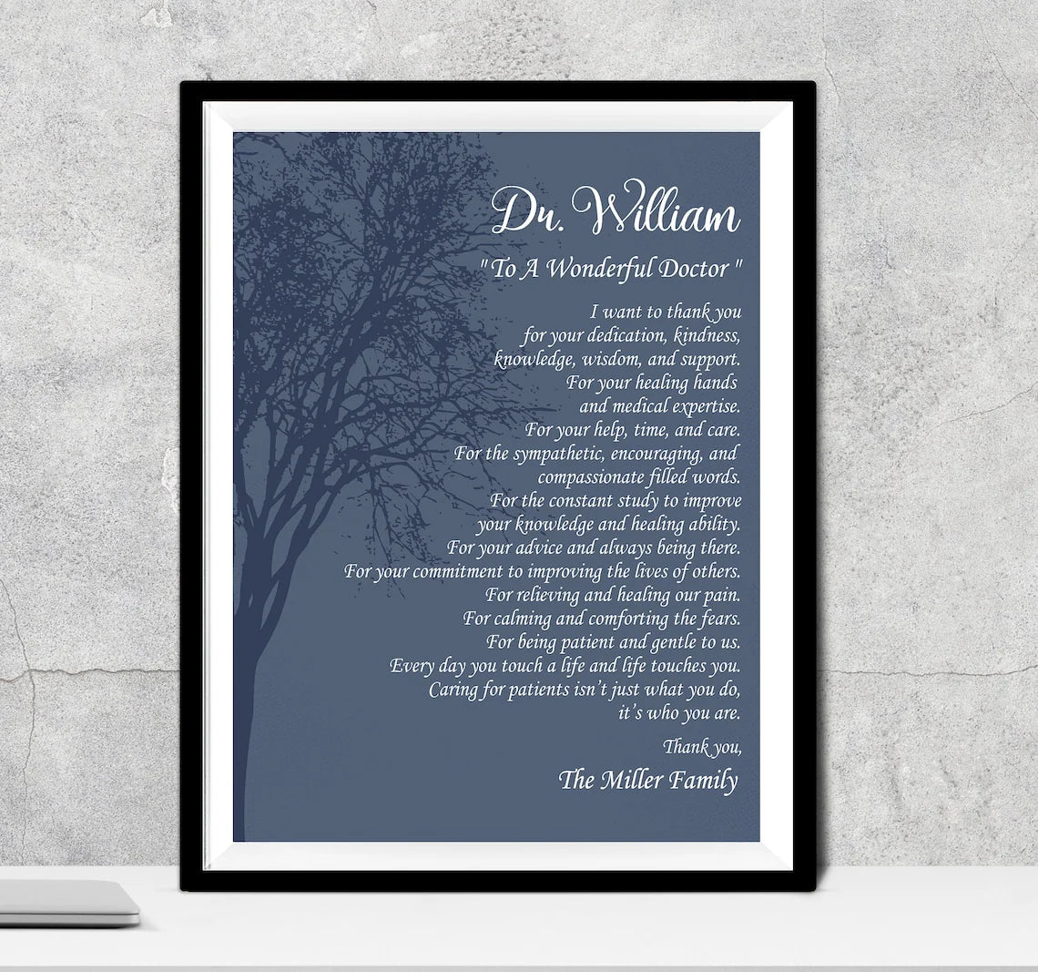 Canvas / Poster material and size view - Custom Doctor Appreciation Gift
