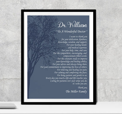 Canvas / Poster material and size view - Custom Doctor Appreciation Gift