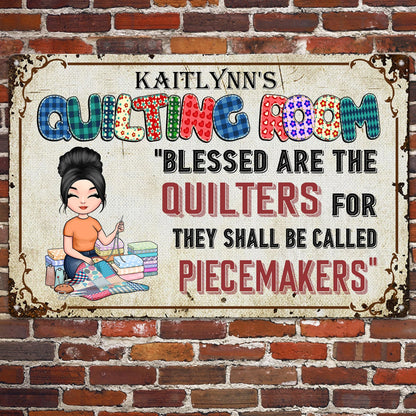 Blessed Are The Quilters Blessed Quilting Room Metal Sign - Custom Sewing Wall Art Keepsake Gift for Craft Lovers