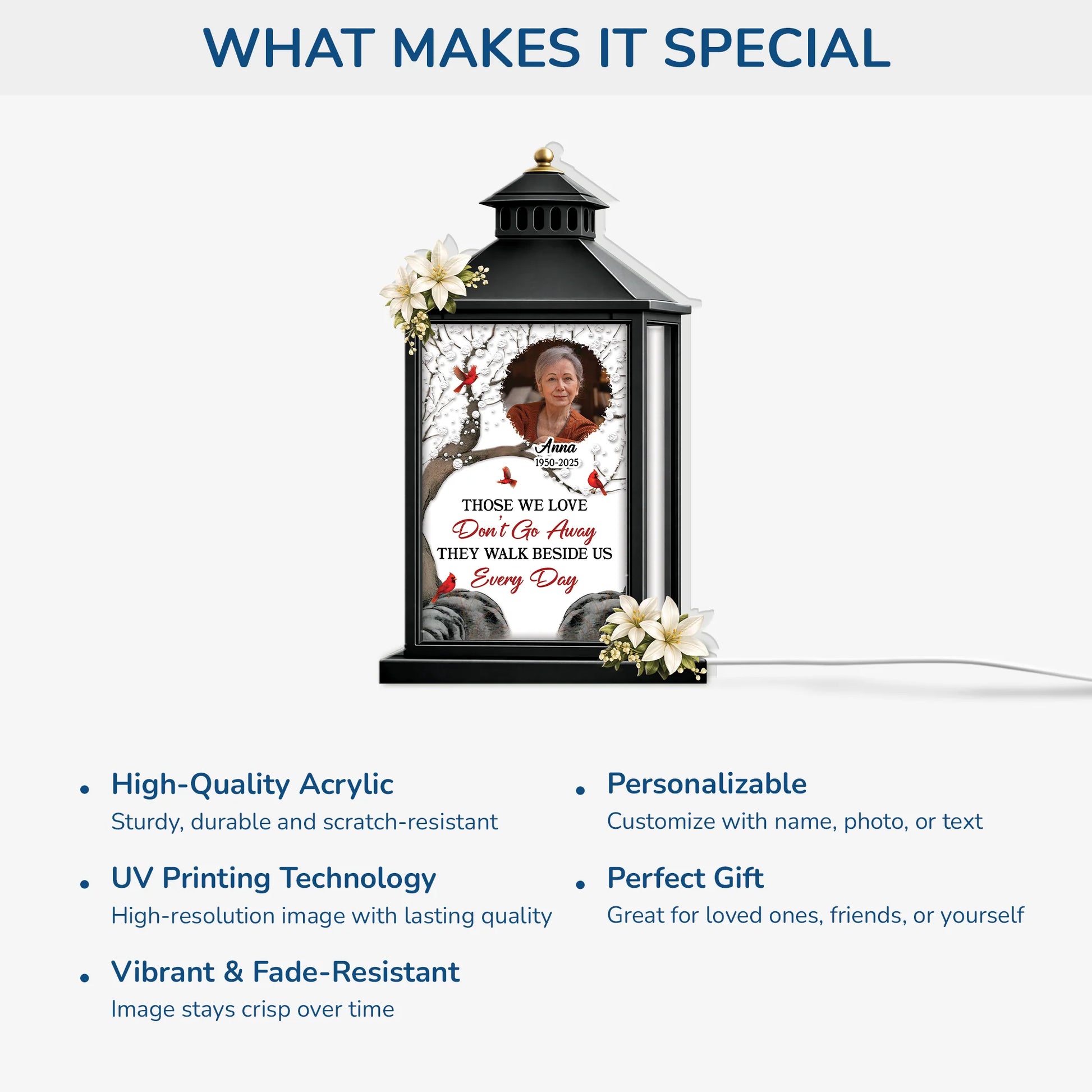 "Those We Love Don't Go Away" - Personalized Photo Memorial Acrylic LED Light Box