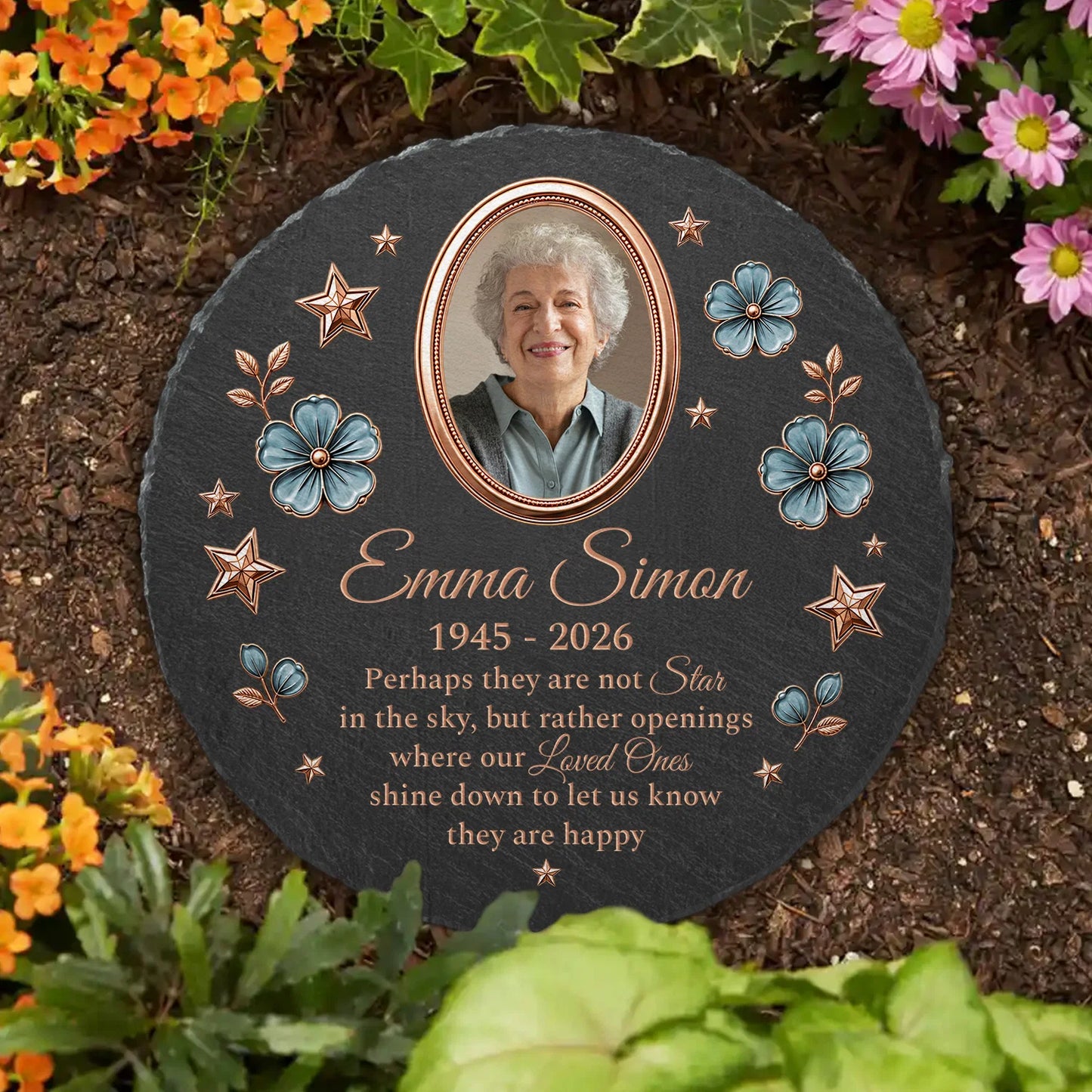 "Perhaps They Are Not Stars" Personalized Photo Memorial Stone - Custom Garden Keepsake Memorial Gift