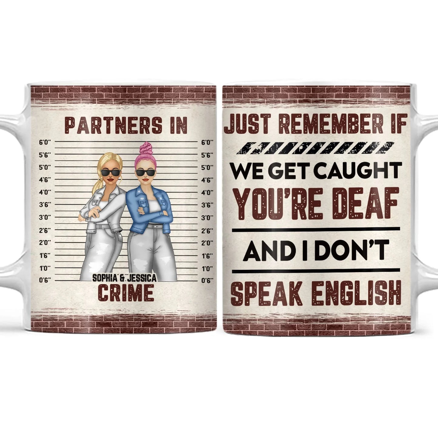 "Partners In Crime" Personalized Bestie Mug - Funny Custom Best Friend Coffee Cup