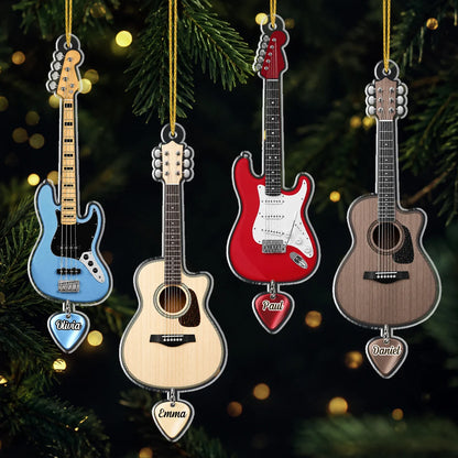 Personalized Guitar Acrylic Ornament - Custom Musical Instrument Keepsake Gift for Music Lovers and Guitarists