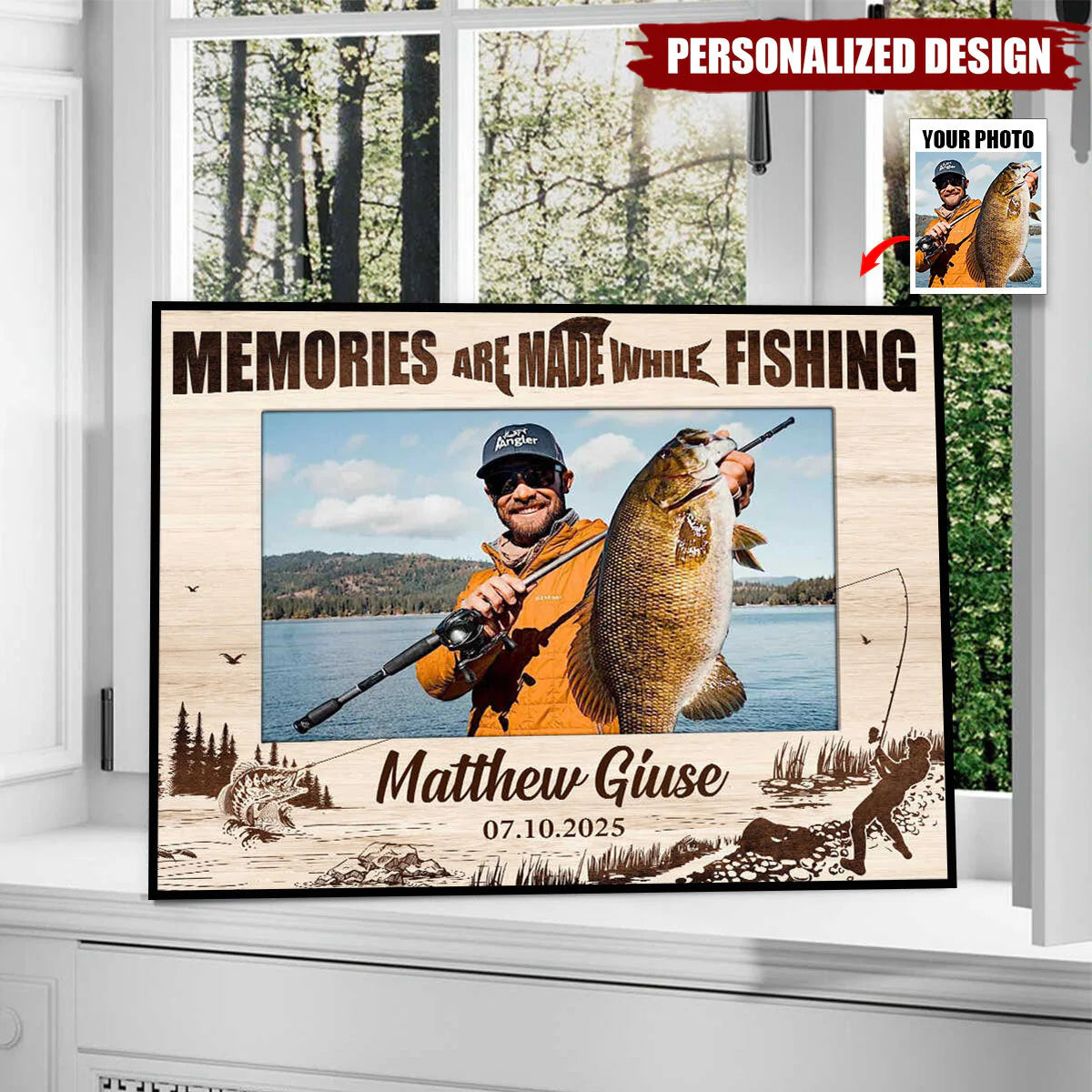 Personalized fishing photo canvas print with custom picture and name for dad fishing gift image 6