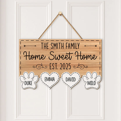 New Home New Adventures Personalized Wood Sign - Custom Housewarming Gift for Family with Pets