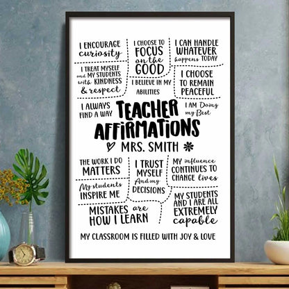 Personalized Teacher Affirmations Poster personalization view for Teacher