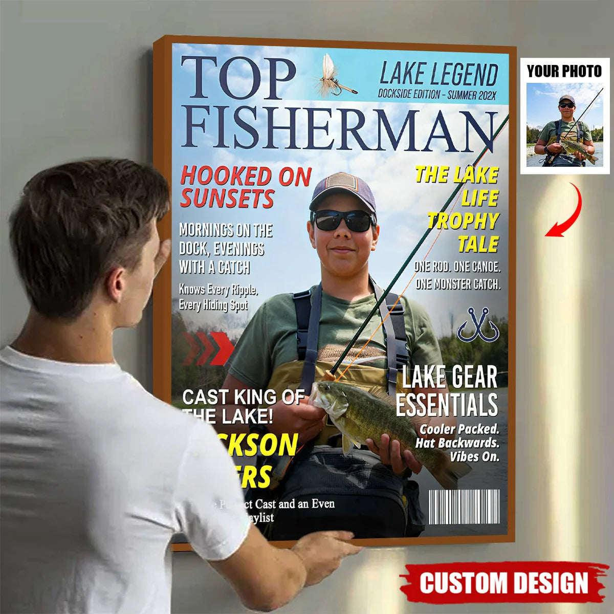 Canvas / Poster material and size view - Personalized Fishing Canvas Print