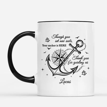 Thank You For Guiding Us Personalized Mug - Custom Retirement Gift for Boss Coworker Anchor