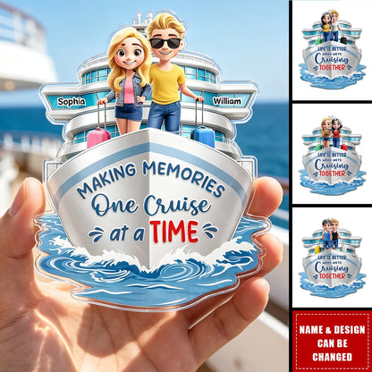 Making Memories One Cruise at a Time - Personalized Acrylic Magnet for Couples, Cruise Door Decor