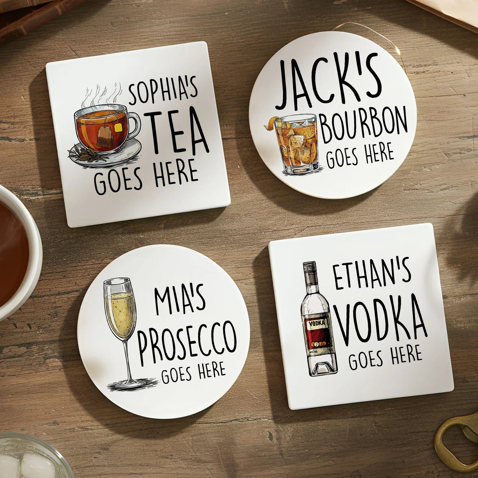 Personalized ceramic coaster with custom drink design for Father's Day gift image 8