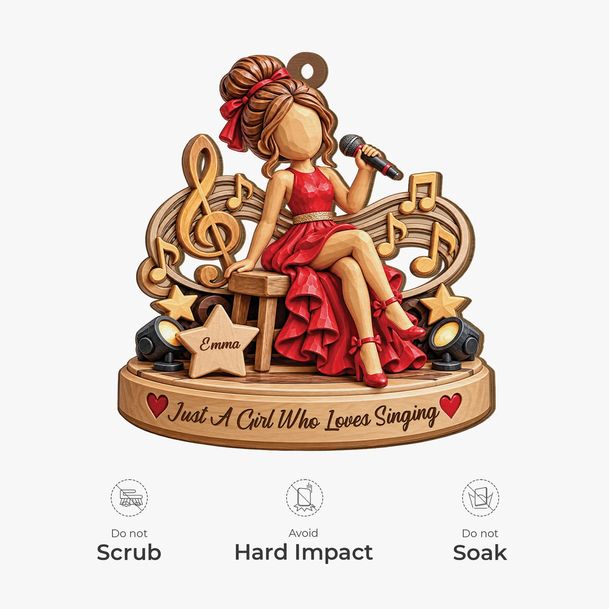 Just A Girl Who Loves Singing Personalized Wooden Ornament - Christmas Keepsake for Singer Daughter