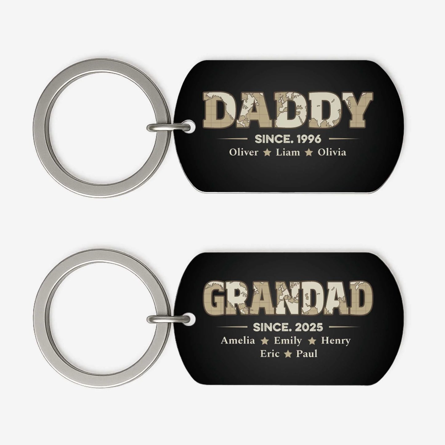 Personalized Dad Metal Keychain for Dad with personalized design details for meaningful gifting