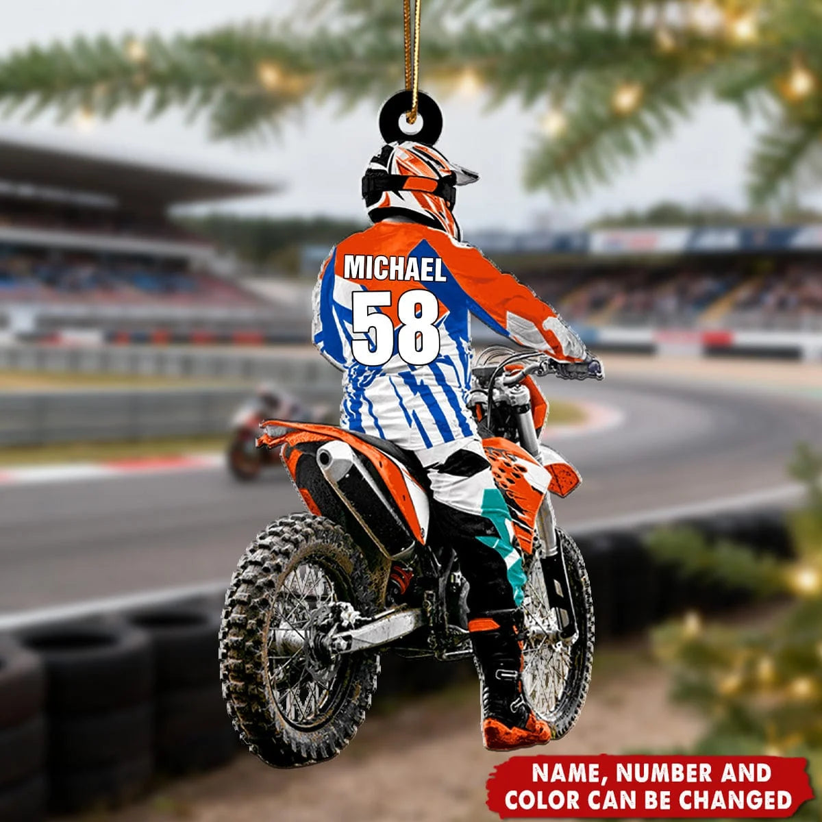 Motocross Racer Personalized Acrylic Ornament - Custom Dirt Bike Keepsake Gift