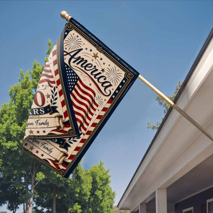 Personalized America 250 Years garden flag with custom family name and USA flag design for patriotic outdoor decor image 9