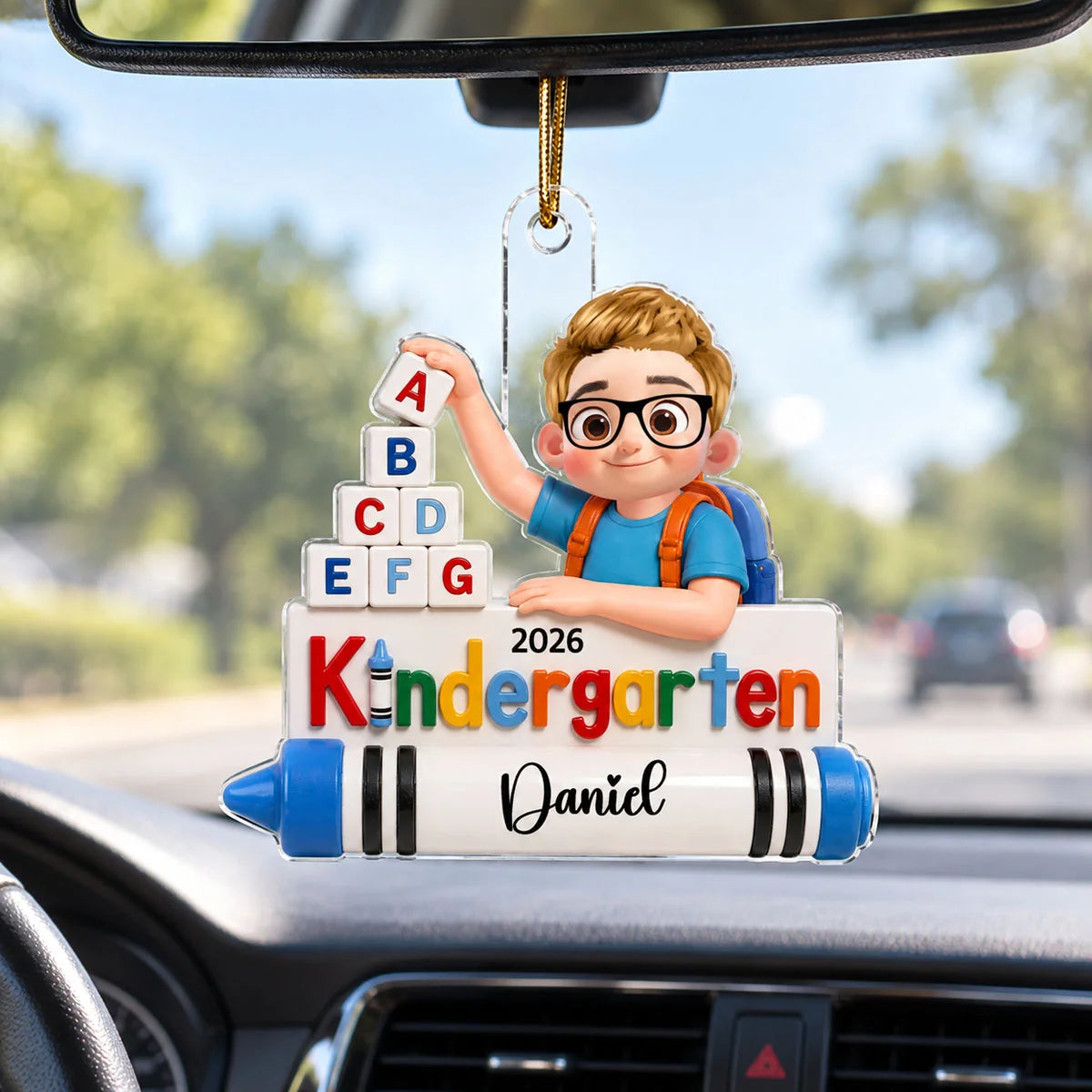 Personalized First Day of Kindergarten Acrylic Ornament - Custom Back to School Keepsake Gift for Kids