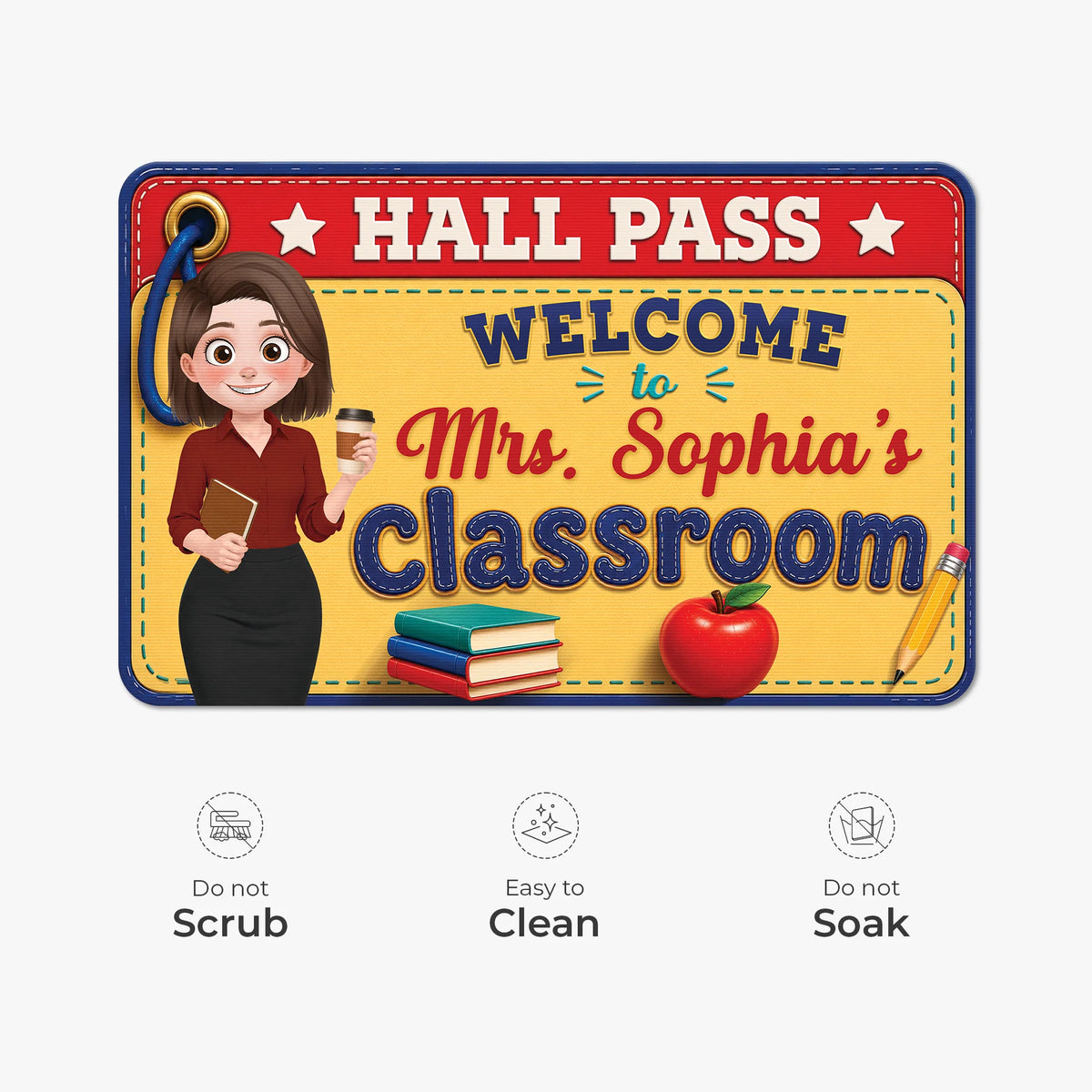 "Hall Pass Welcome to Classroom" Custom Doormat - Personalized Back to School Gift for Teacher