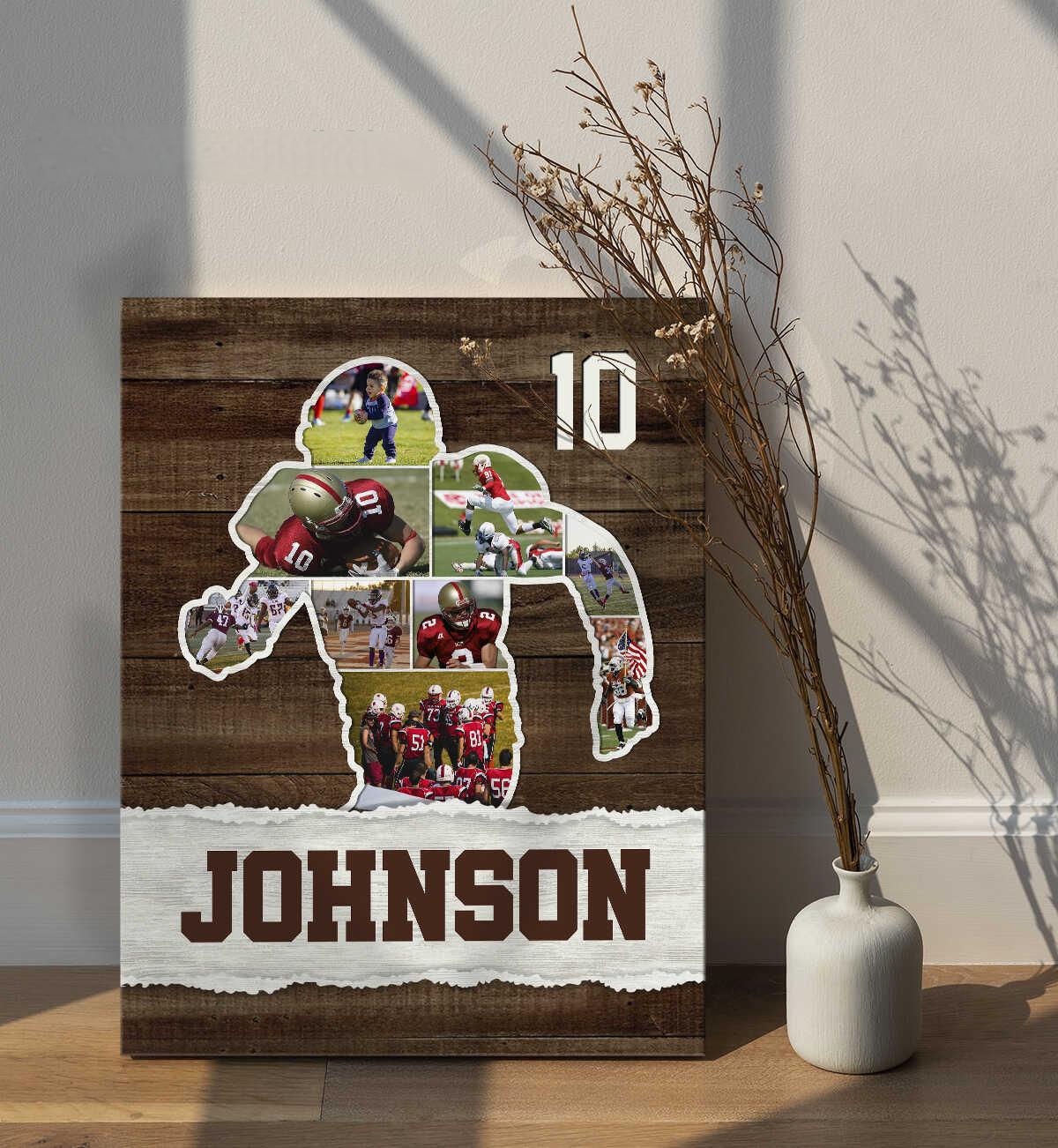 Custom Football Photo Collage for Son/Grandson with personalized design details for meaningful gifting image 6