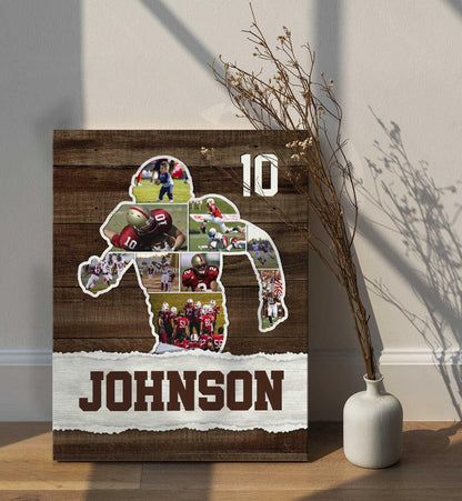 Custom Football Photo Collage for Son/Grandson with personalized design details for meaningful gifting image 6