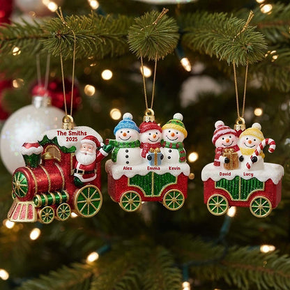 Family Christmas Train Personalized Wooden Ornament - Custom Holiday Keepsake Gift