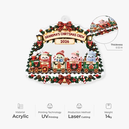 Grandma's Christmas Crew Personalized Acrylic Ornament - Custom Family Keepsake Gift