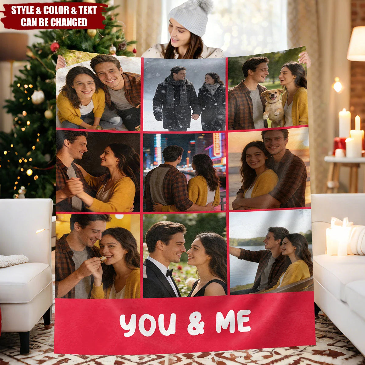 Custom Photo Collage Blanket - Personalized Keepsake Gift for Couples & Family