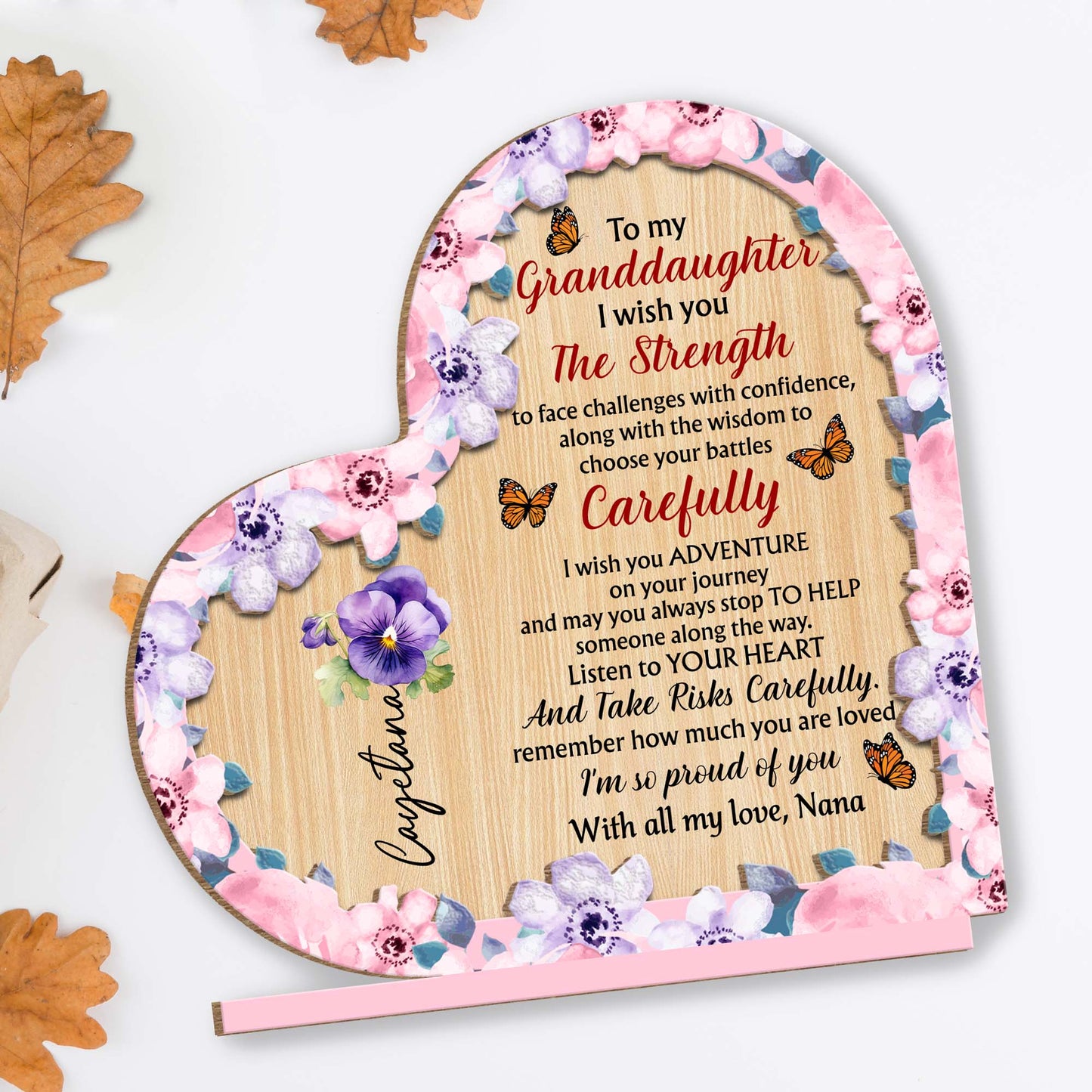 To My Granddaughter Wish You Strength - Personalized Wooden Plaque Keepsake Gift From Nana