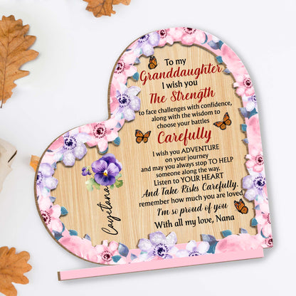 To My Granddaughter Wish You Strength - Personalized Wooden Plaque Keepsake Gift From Nana