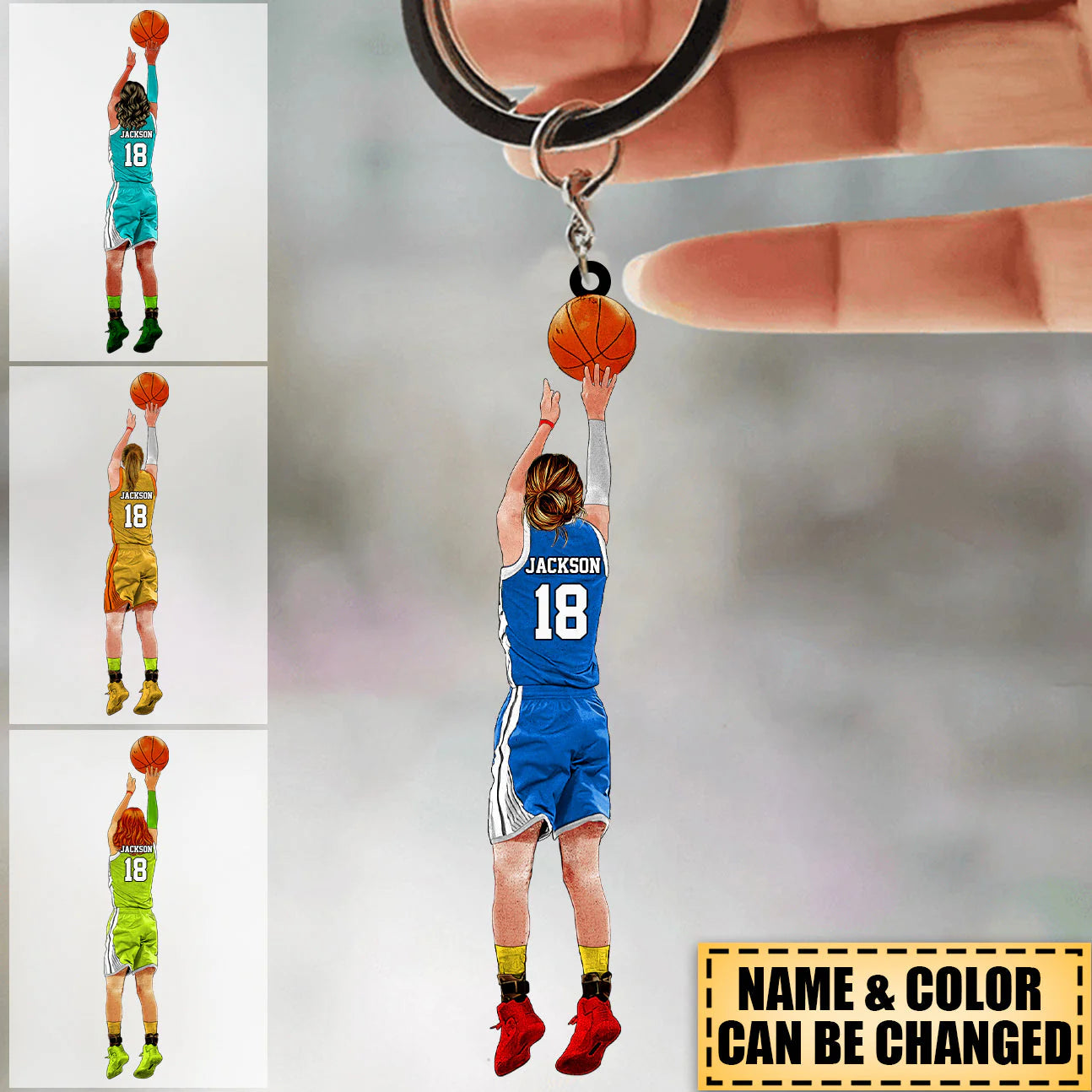 Personalized Basketball Girl Keychain for Daughter/Granddaughter