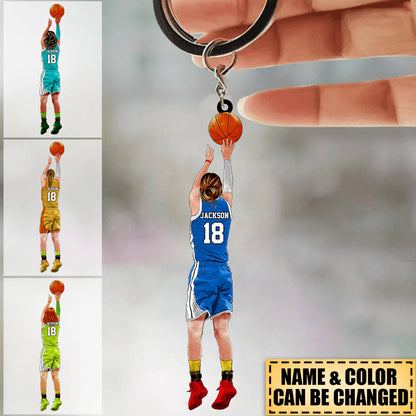 Personalized Basketball Girl Keychain for Daughter/Granddaughter