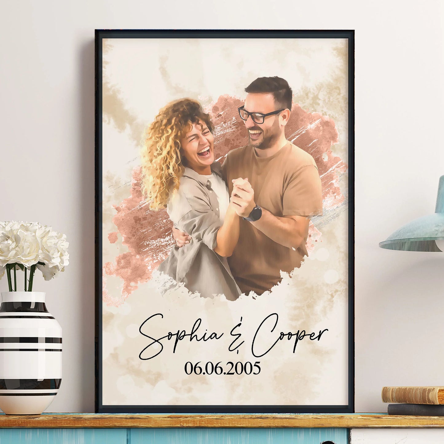 Custom Photo Anniversary Poster for Couples with personalized design details for meaningful gifting