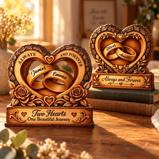 Always and Forever Personalized Wooden Block - Custom Couple Keepsake Gift for Anniversary & Wedding