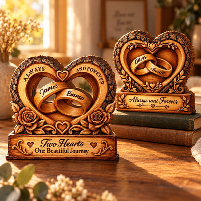 Always and Forever Personalized Wooden Block - Custom Couple Keepsake Gift for Anniversary & Wedding
