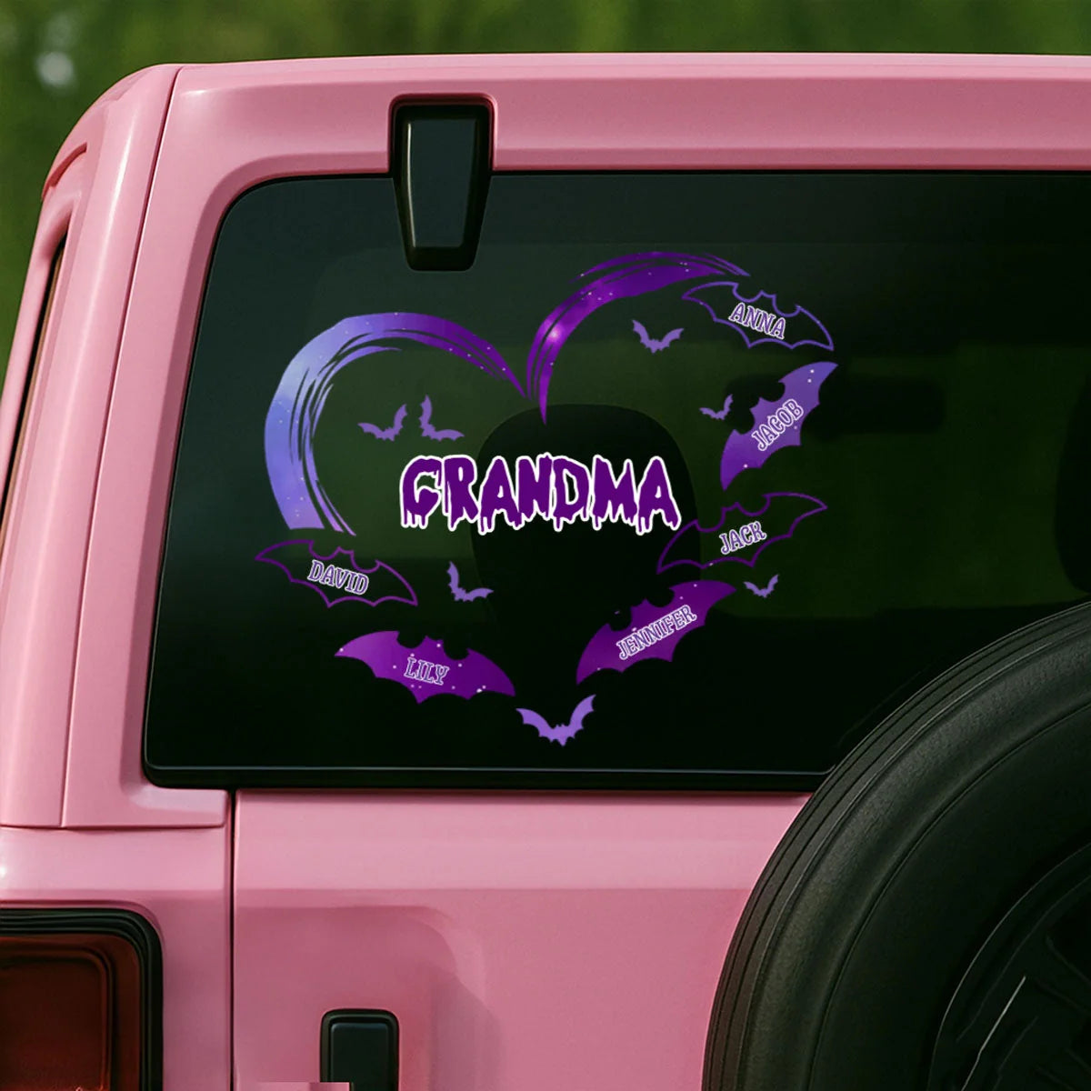 Grandma Heart Bat Decal - Personalized Halloween Sticker for Mom and Family