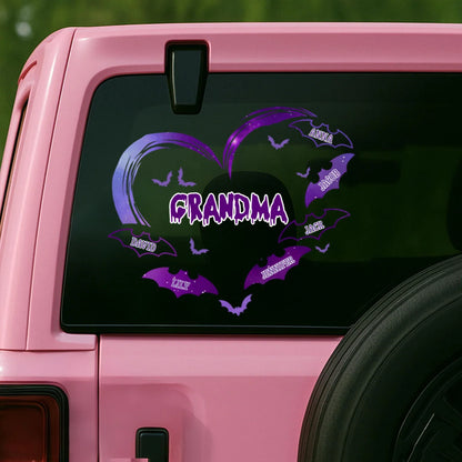 Grandma Heart Bat Decal - Personalized Halloween Sticker for Mom and Family