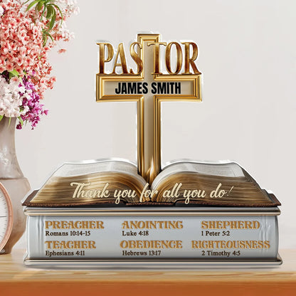 "Thank You For All You Do" Personalized Pastor Acrylic Plaque - Custom Christian Preacher Gift
