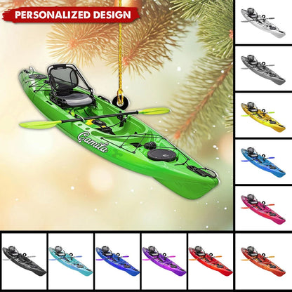 Custom Name Kayak Acrylic Ornament - Personalized Water Sports Paddling Keepsake Gift