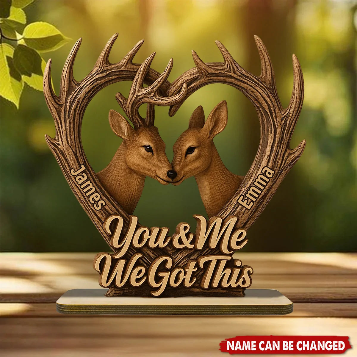 You & Me We Got This Deer Antler Wooden Plaque - Personalized Hunting Couple Gift for Anniversary