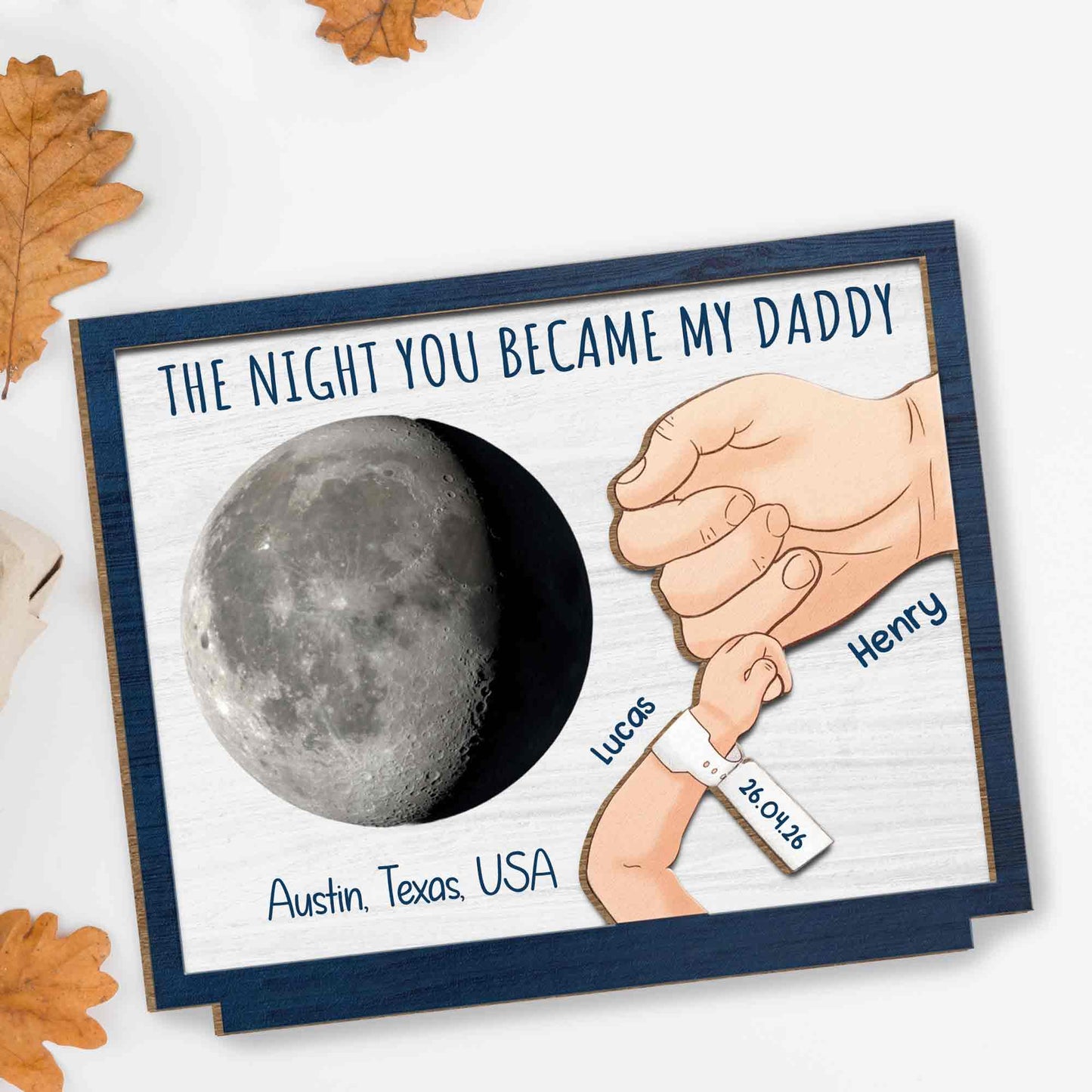 Wood Sign material and size view - Personalized Father's Day Wood Plaque Gift For Dad