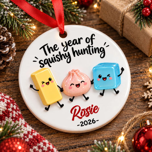 "The Year of Squishies" Personalized Ceramic Christmas Ornament - Custom Keepsake for Kids