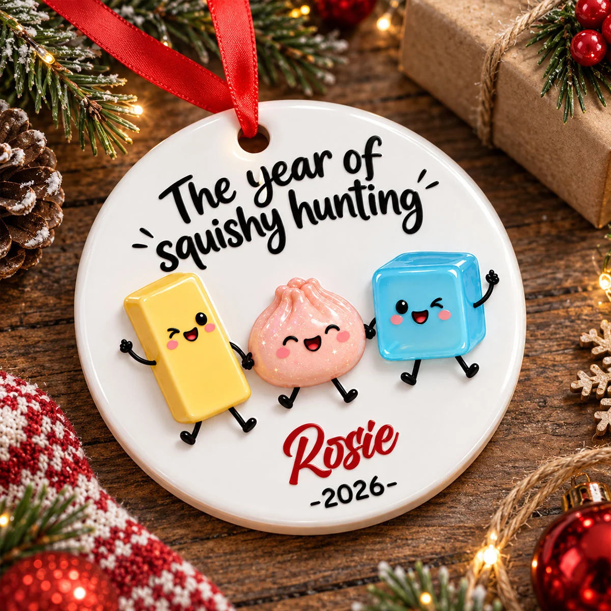 "The Year of Squishies" Personalized Ceramic Christmas Ornament - Custom Keepsake for Kids